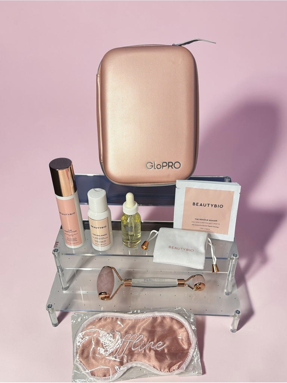 Beautybio Rose Gold Skincare Tool Kit with GloPRO Case